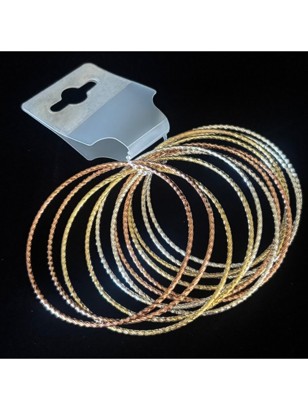 12 Multi Steel Bangles Twist Gold Silver Copper Bracelet Bundle New Tricolor